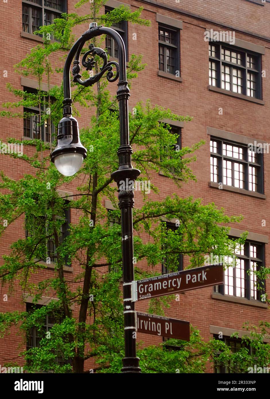 Gramercy park and Irving Place street signs in Manhattan NYC Stock Photo