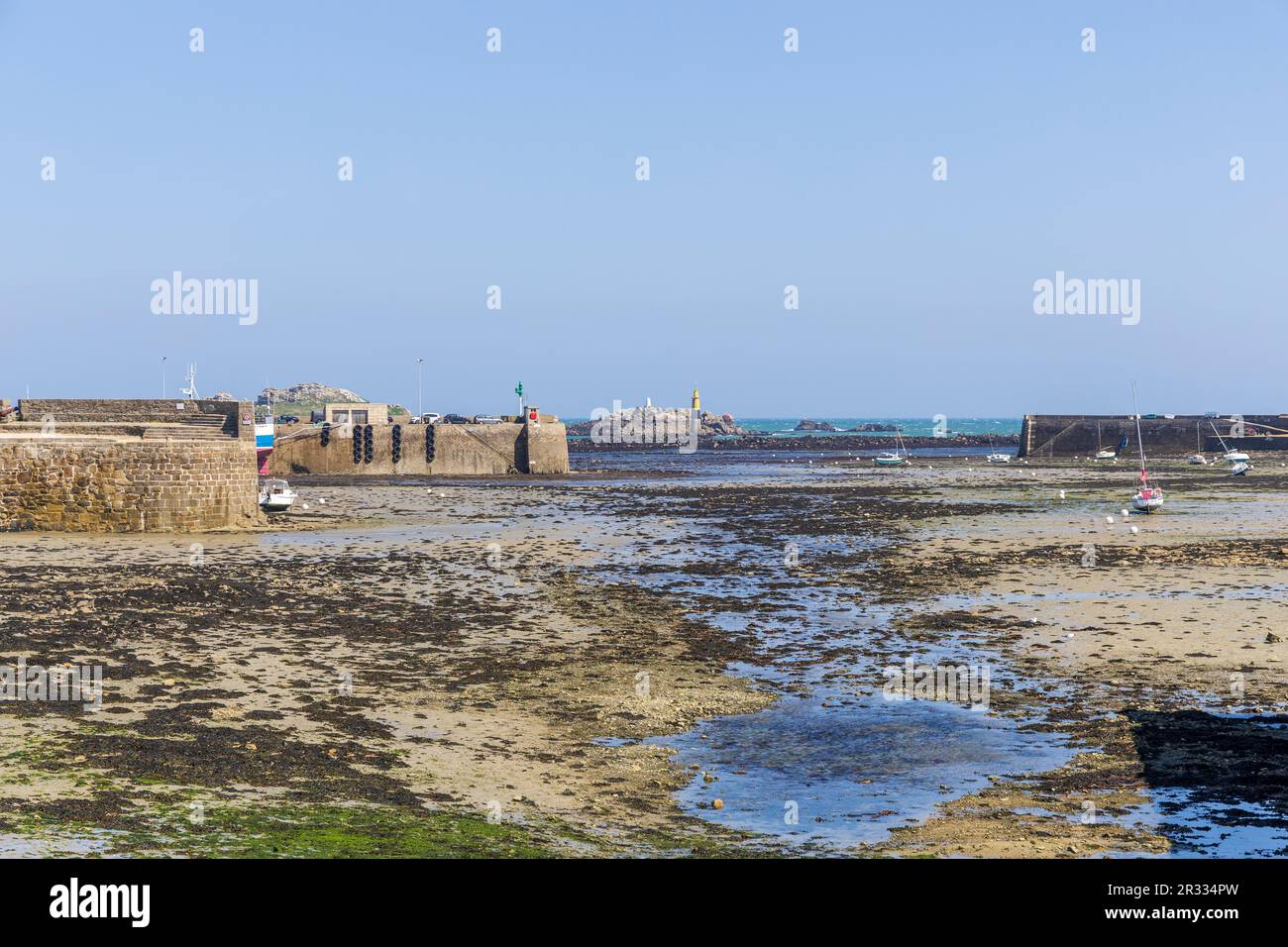 Roscoff Harbour, Britany at low tide Stock Photo