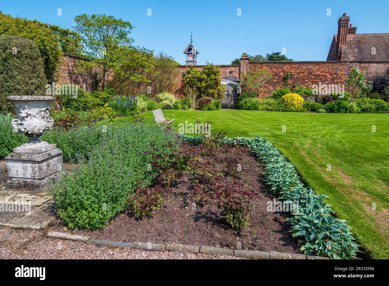 Walled garden at Arley Hall gardens near Knutsford in Cheshire. Stock Photo