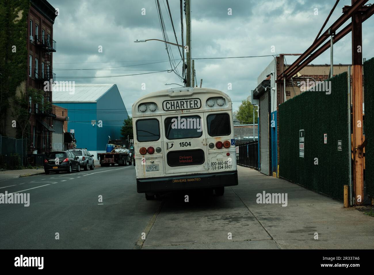A bus, Red Hook, Brooklyn, New York Stock Photo