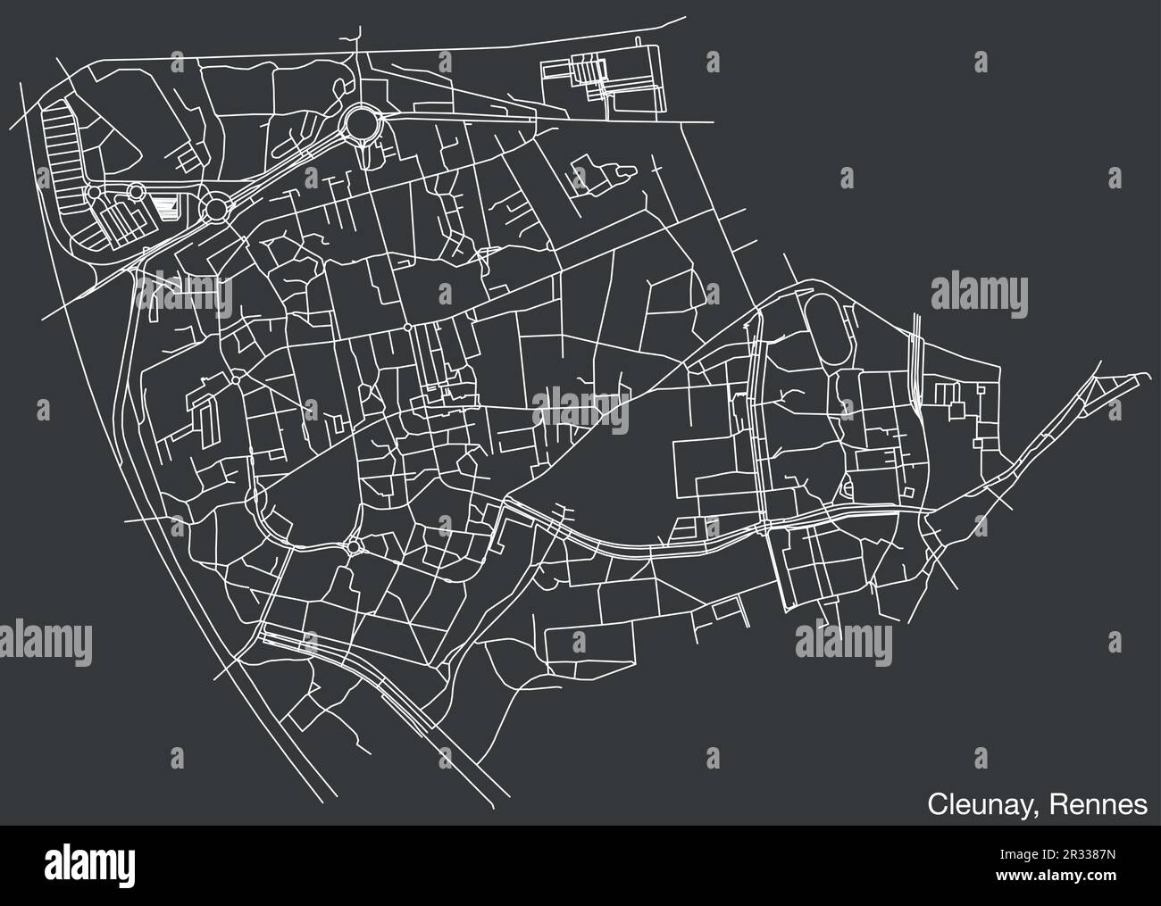 Street roads map of the CLEUNAY SUB-QUARTER, RENNES Stock Vector Image ...