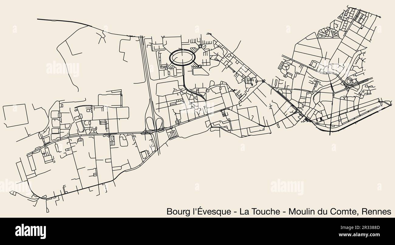 Street roads map of the BOURGL'ÉVESQUE LA TOUCHE MOULIN DU COMTE