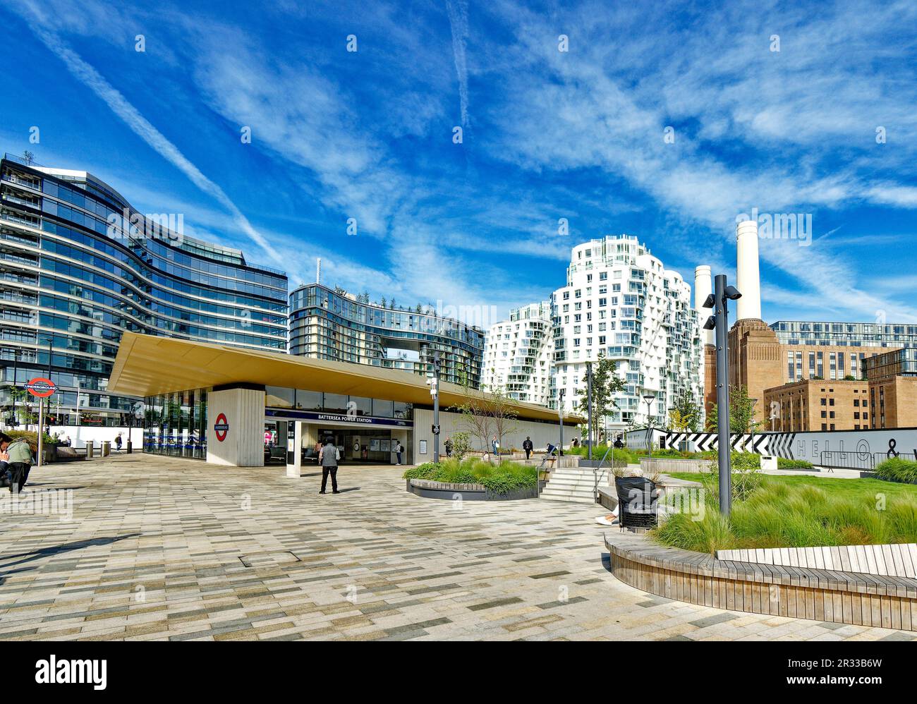 London Wandsworth Battersea the Underground Station concourse flats and power station Stock