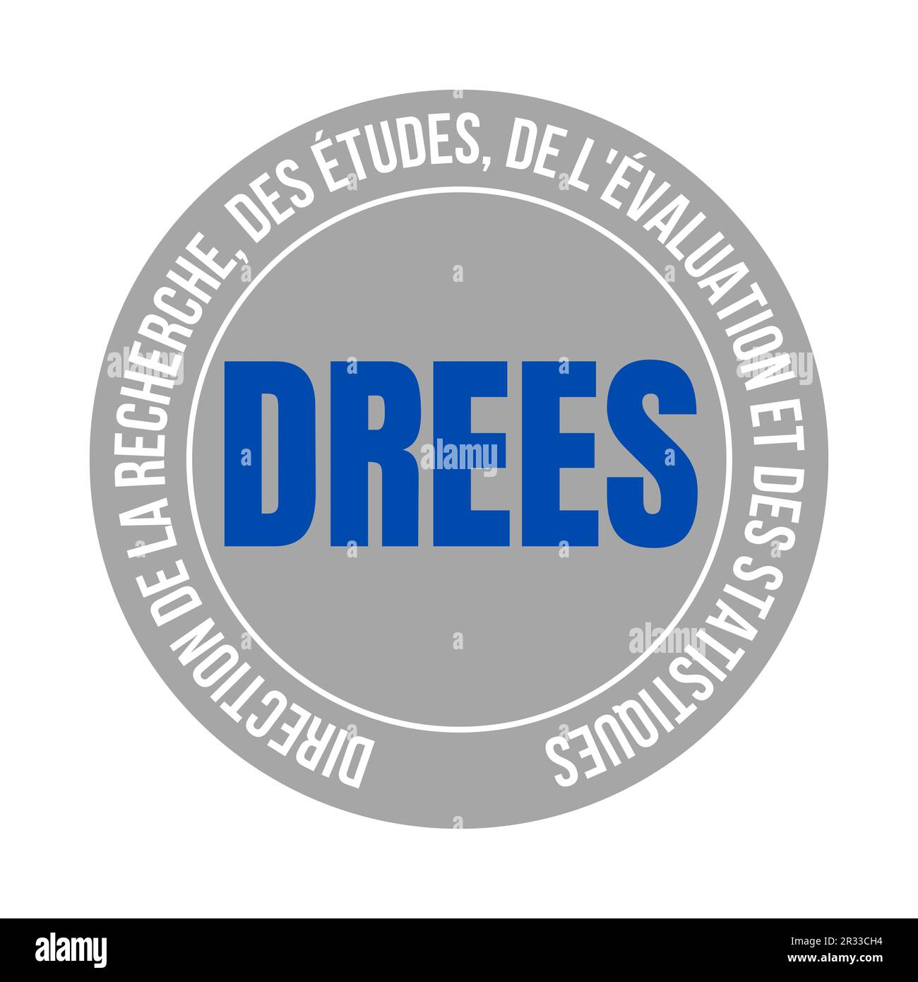 Direction of research, studies, evaluation and statistics symbol icon called DREES in French languae Stock Photo
