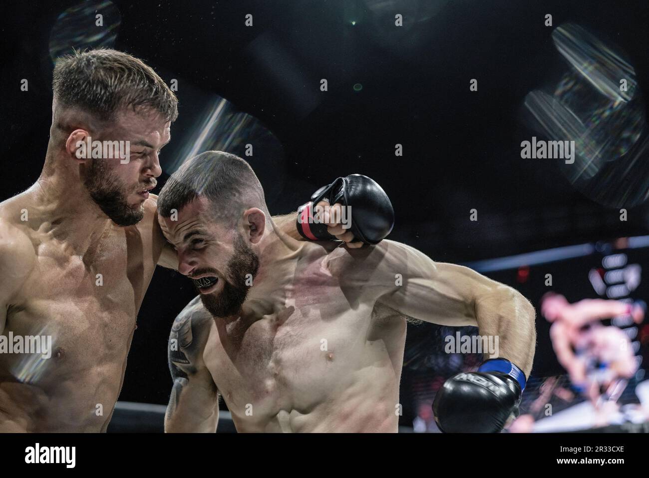 Madrid, Spain. 20th May, 2023. Paddy ®The Problem® and Oriol Arenas fight during the Mixed Martial Arts competition 'WOW 9 : El Camino del Guerrero' at Palacio de Vistalegre Arena. (Photo by Guillermo Gutierrez/SOPA Image/Sipa USA) Credit: Sipa USA/Alamy Live News Stock Photo