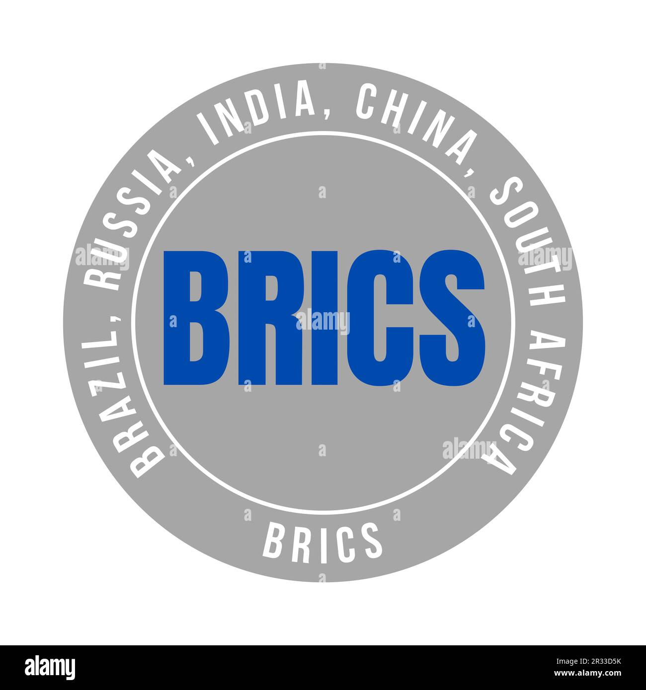 BRICS Brazil, Russia, India, China and South Africa symbol icon Stock Photo