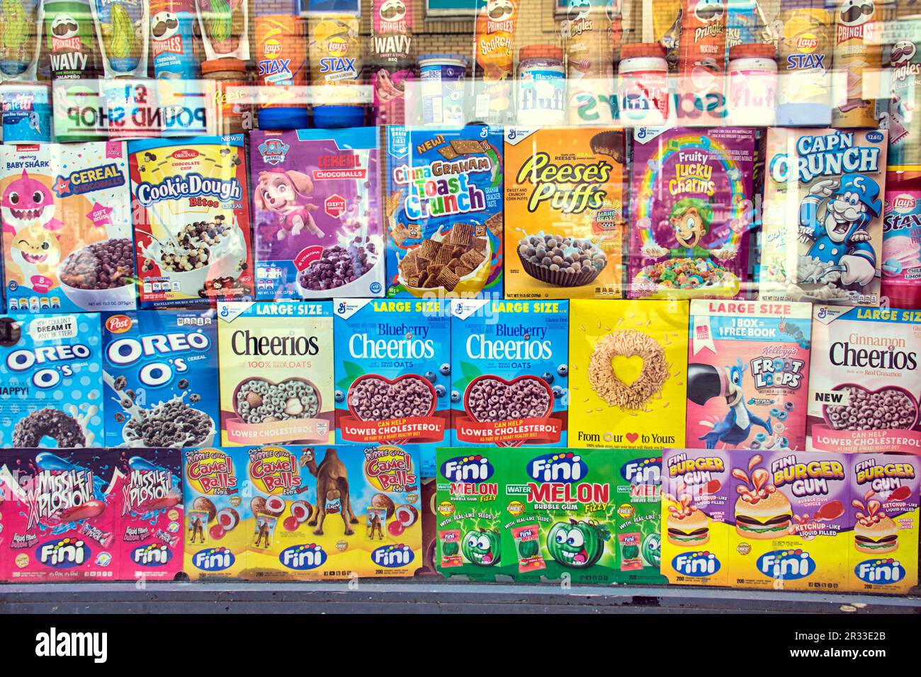 American sweets window selection Stock Photo