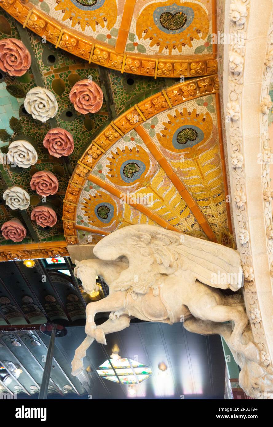 Ceiling details in barcelona music palace hi-res stock photography and ...