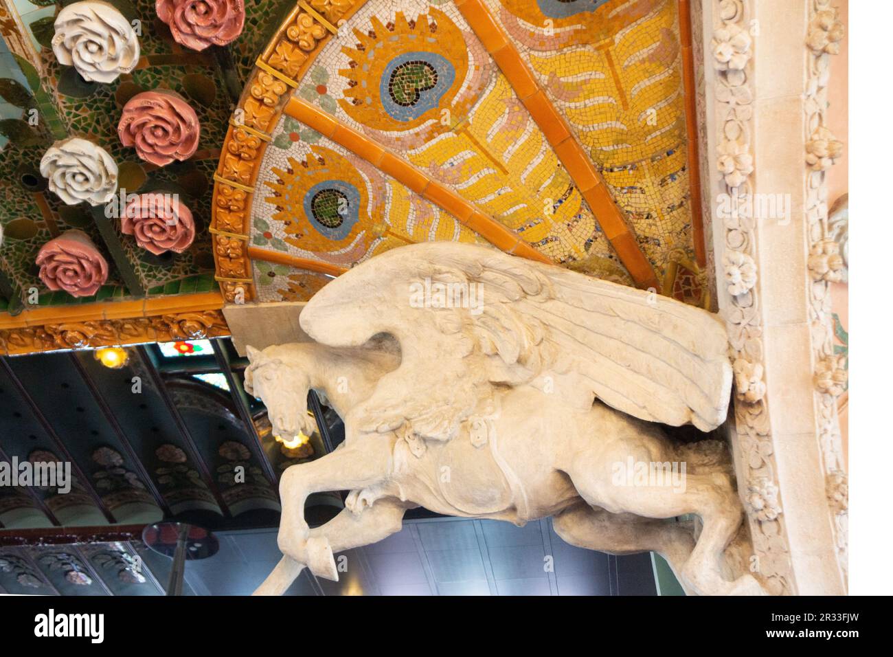 Ceiling details in barcelona music palace hi-res stock photography and ...