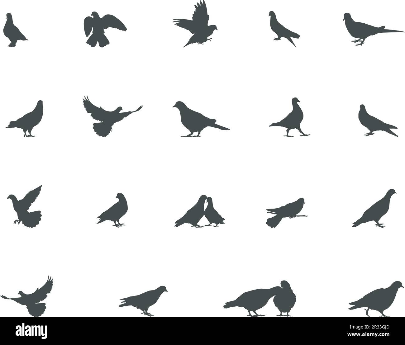 Dove silhouette, Flying dove silhouette, Bird silhouettes, Dove clipart Stock Vector