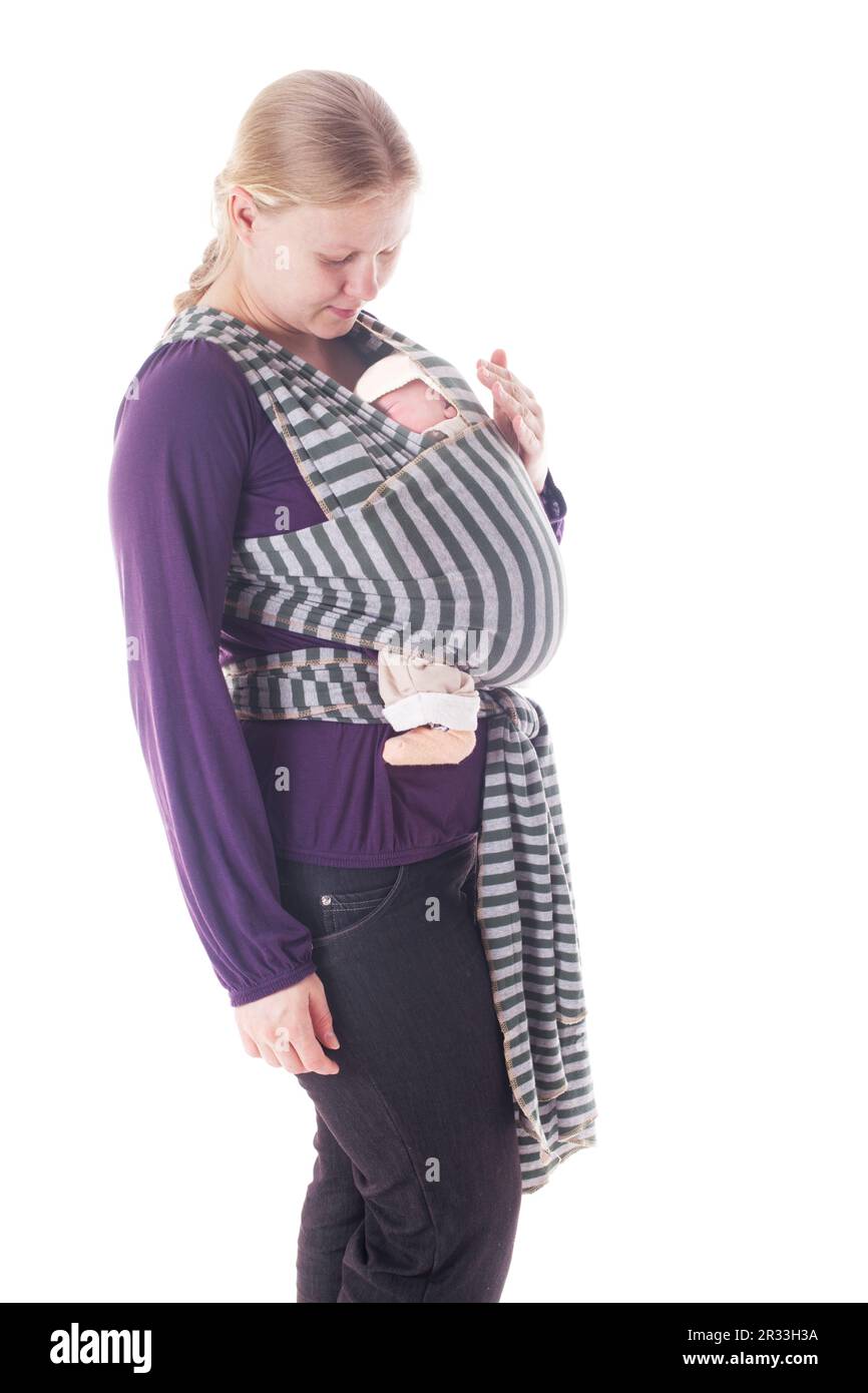 Newborn baby in sling Stock Photo Alamy