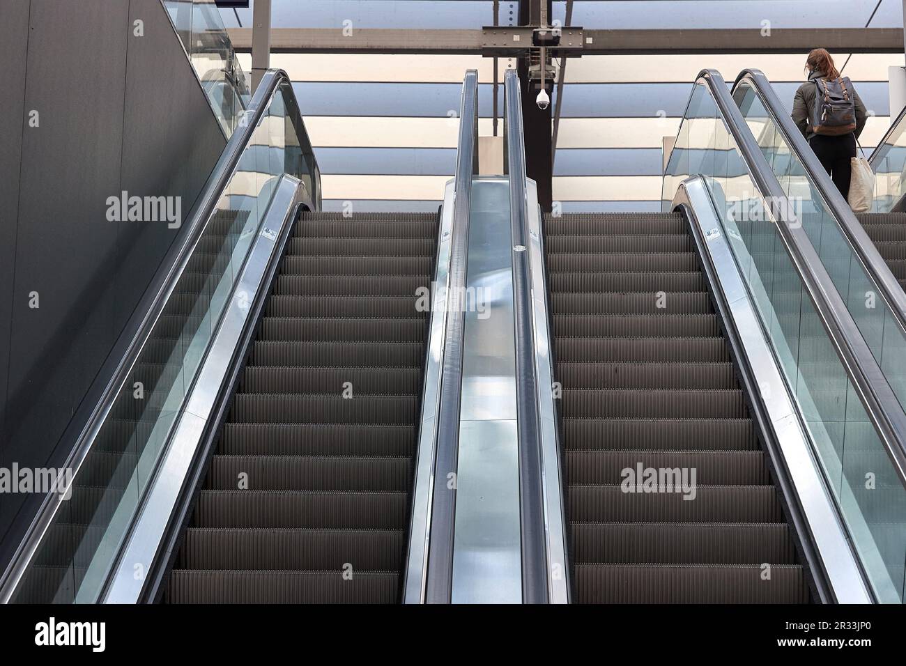 Escalator of a metro station Stock Photo - Alamy