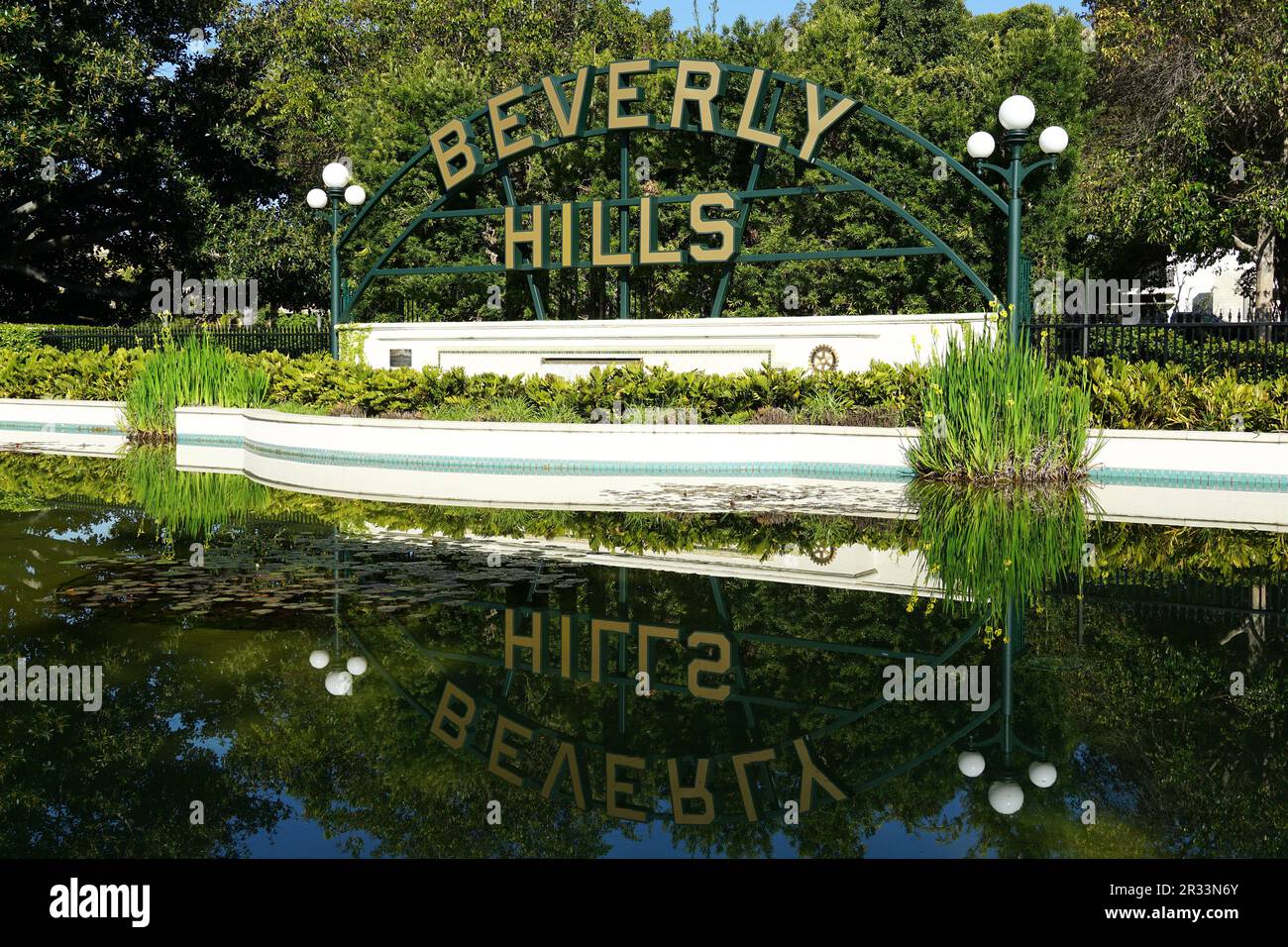 Beverly Hills sign, Beverly Gardens Park, Beverly Hills, Los Angeles County, California, USA