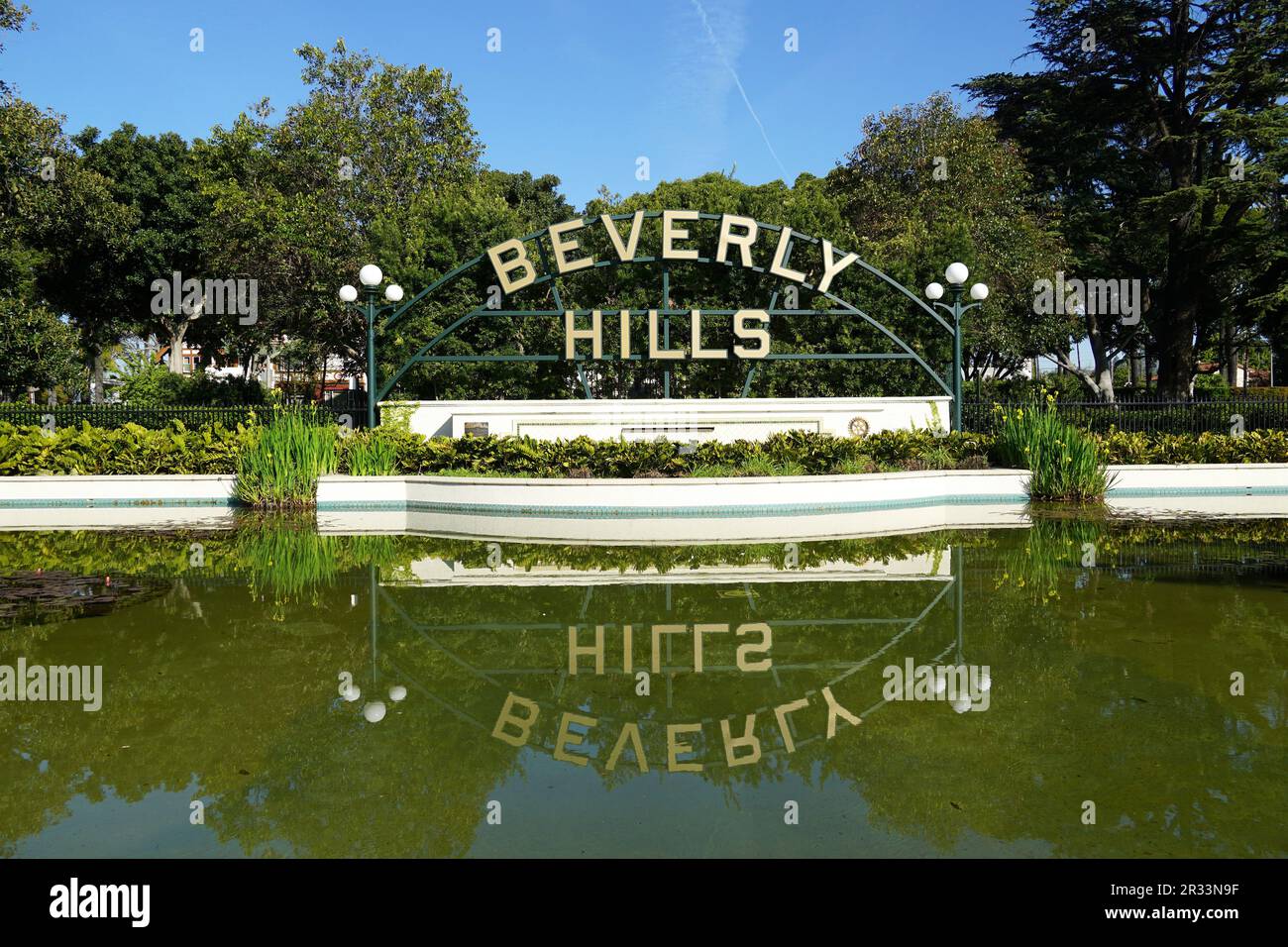 Beverly Hills sign, Beverly Gardens Park, Beverly Hills, Los Angeles County, California, USA