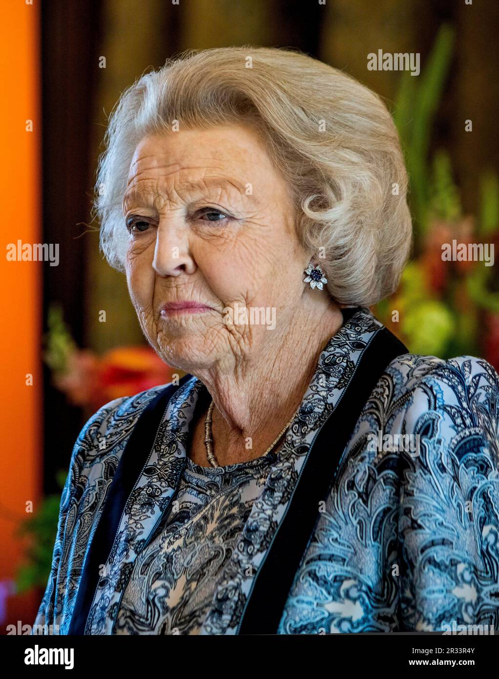 Princess Beatrix of The Netherlands at the City Hall in Leiden, on May 22, 2023, to award the Jantje Beton Prijs. Jantje Beton awards this prize to the most play-friendly municipality in the Netherlands Photo: Albert Nieboer/Netherlands OUT/Point De Vue OUT Stock Photo