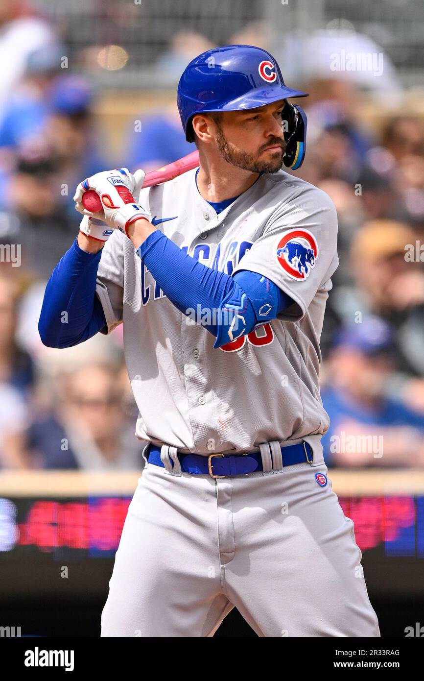 MINNEAPOLIS, MN - MAY 14: Chicago Cubs Designated hitter Trey Mancini (36)  at the plate during a MLB game between the Minnesota Twins and Chicago Cubs  on May 14, 2023, at Target