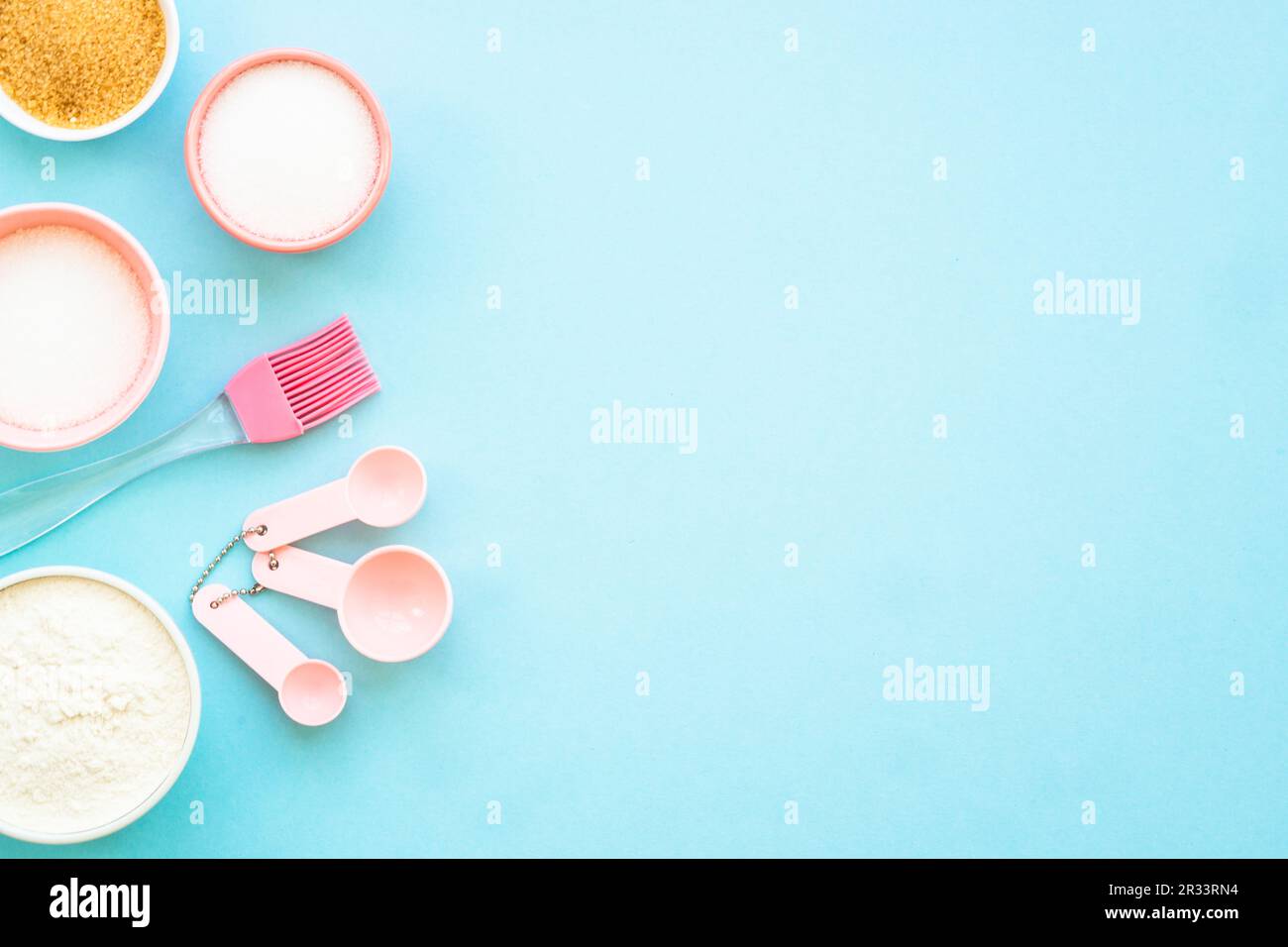 Food baking background at blue flat lay Stock Photo - Alamy