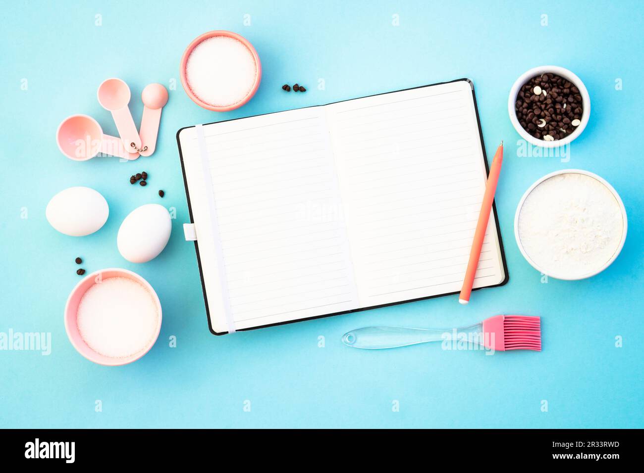 Food baking background at blue flat lay Stock Photo - Alamy