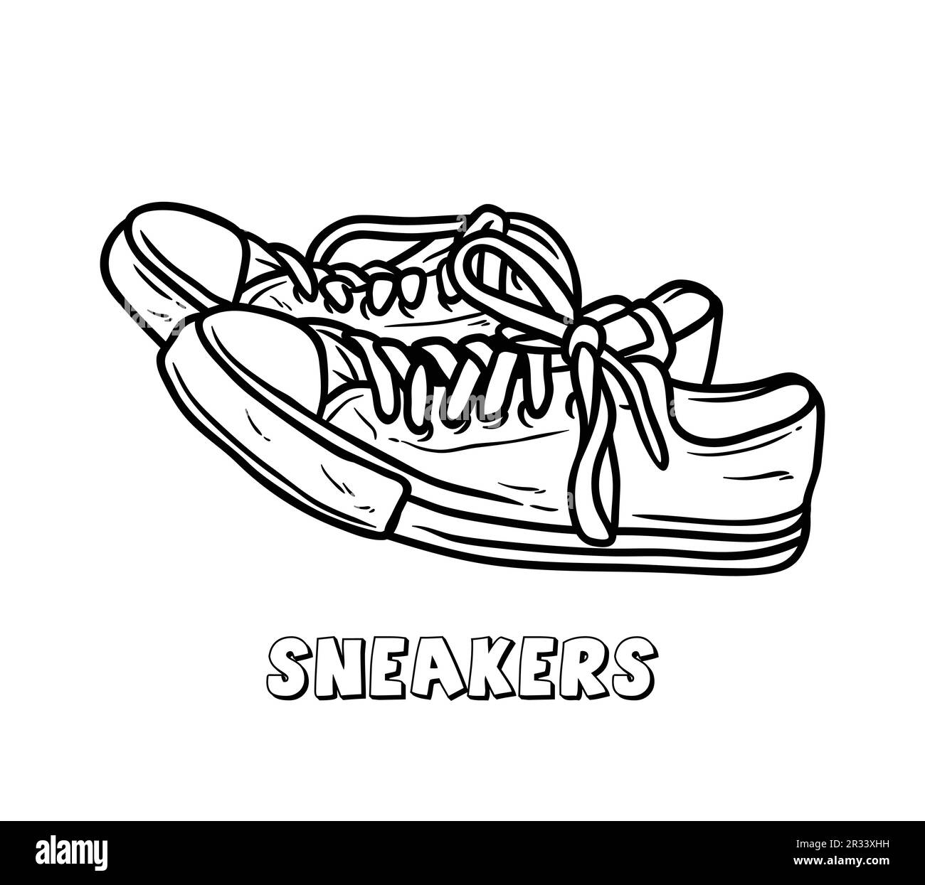 Doodle outline vector illustration Of Shoes. Cute fashion doodle. Black ...