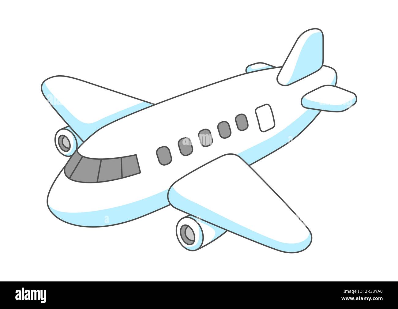 Flying cartoon airplane. Travel illustration and tourism item ...