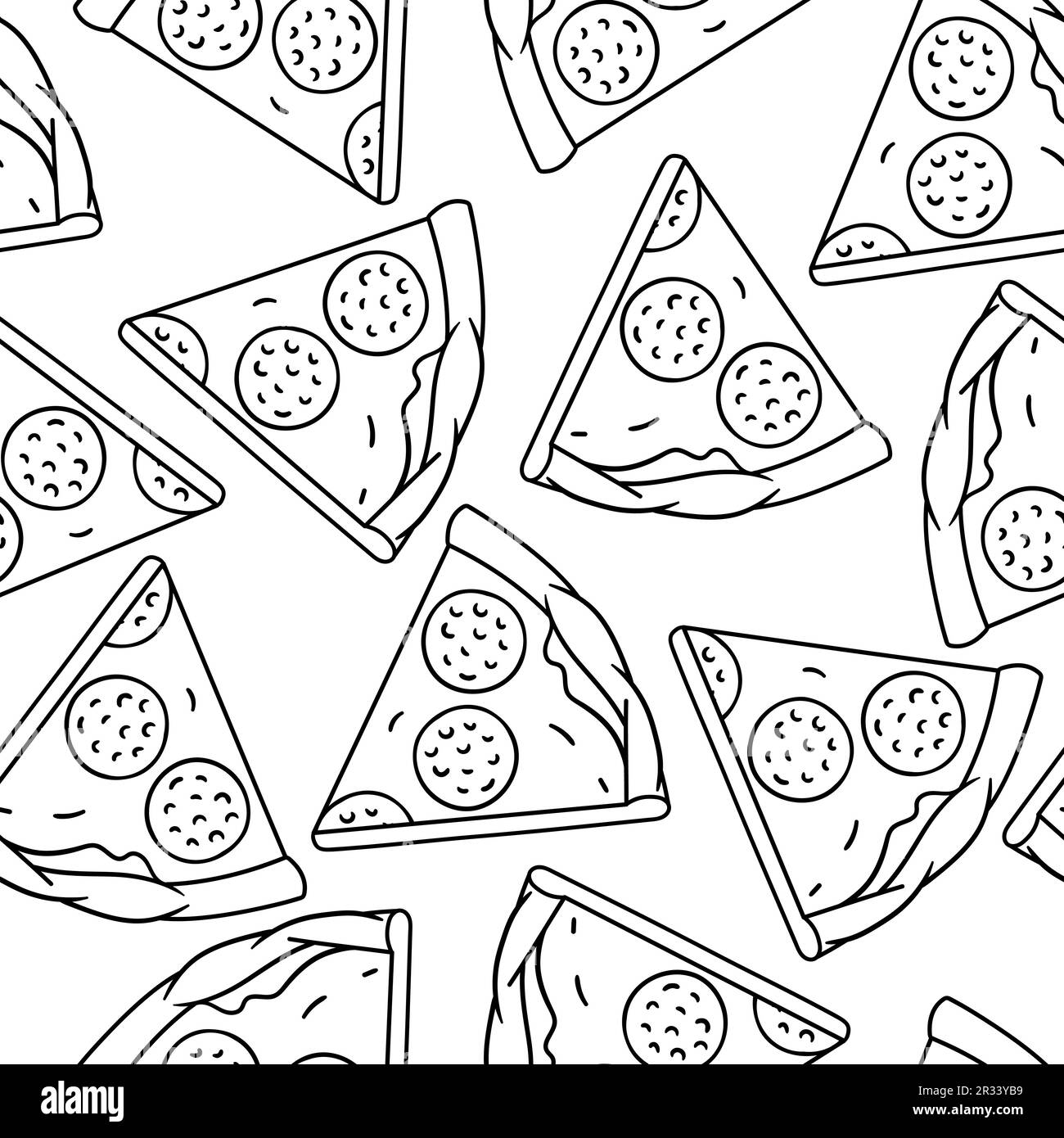 Tasty pizza slices pattern. Delicious fast food meal. Background for
