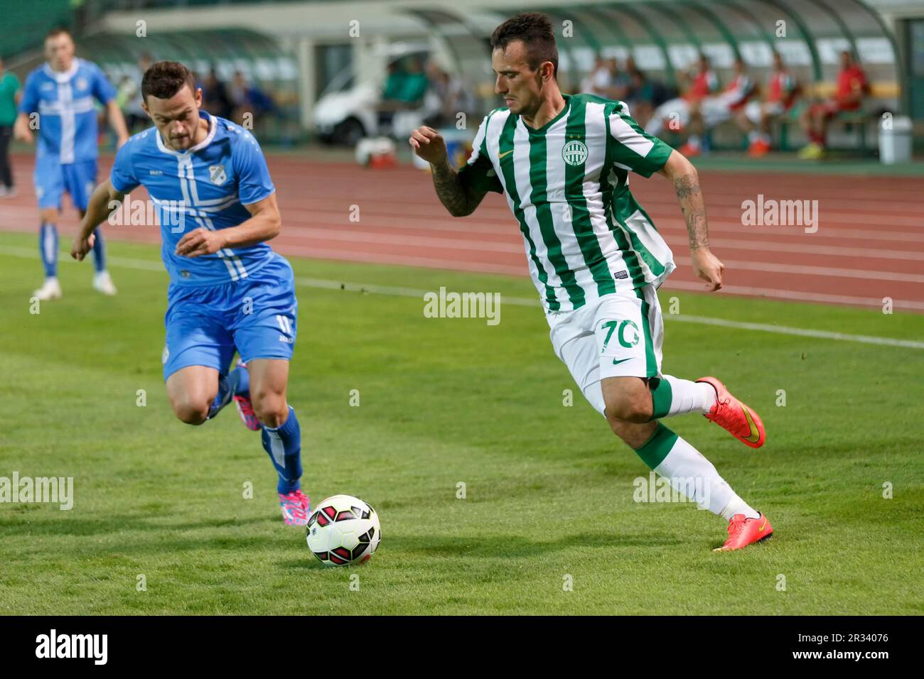 Endre Botka of Ferencvarosi TC controls the ball during the UEFA News  Photo - Getty Images