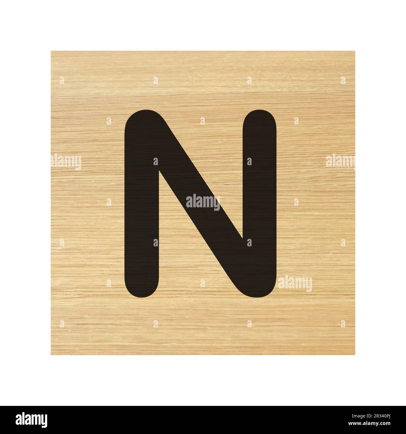 Capital N wood block on white with clipping path Stock Photo Alamy