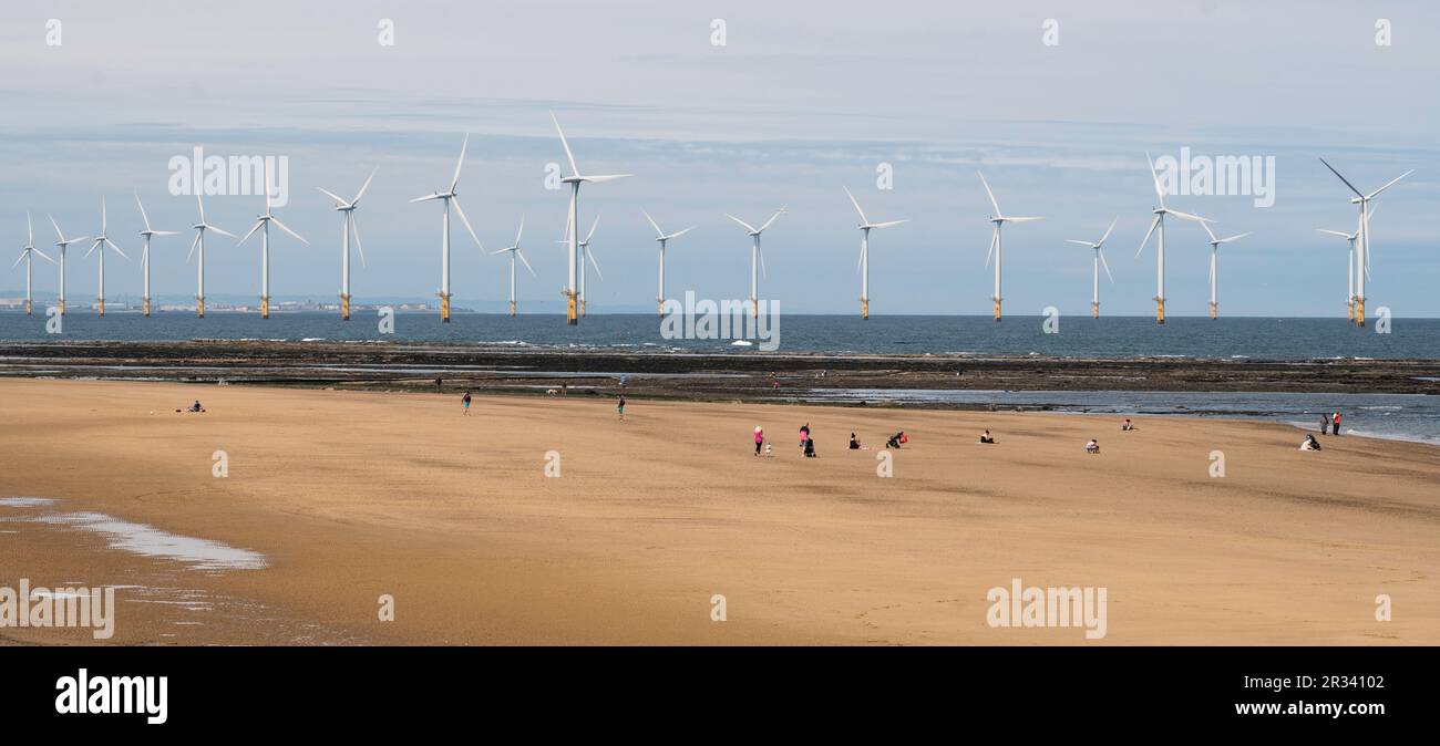 Teesside Wind Farm seen from Redcar, North Yorkshire, England, UK Stock Photo