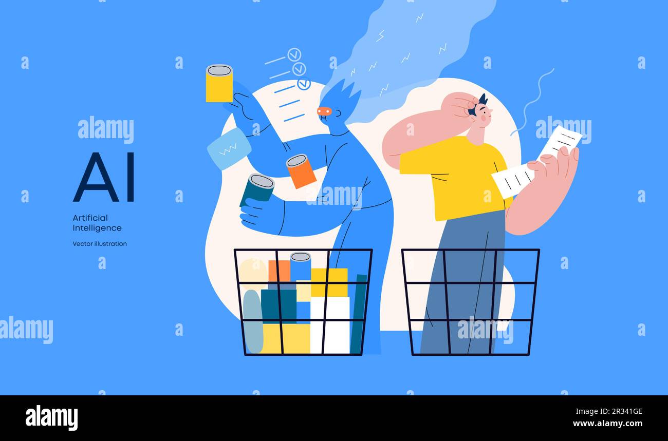 Artificial intelligence, Shopping modern flat vector concept