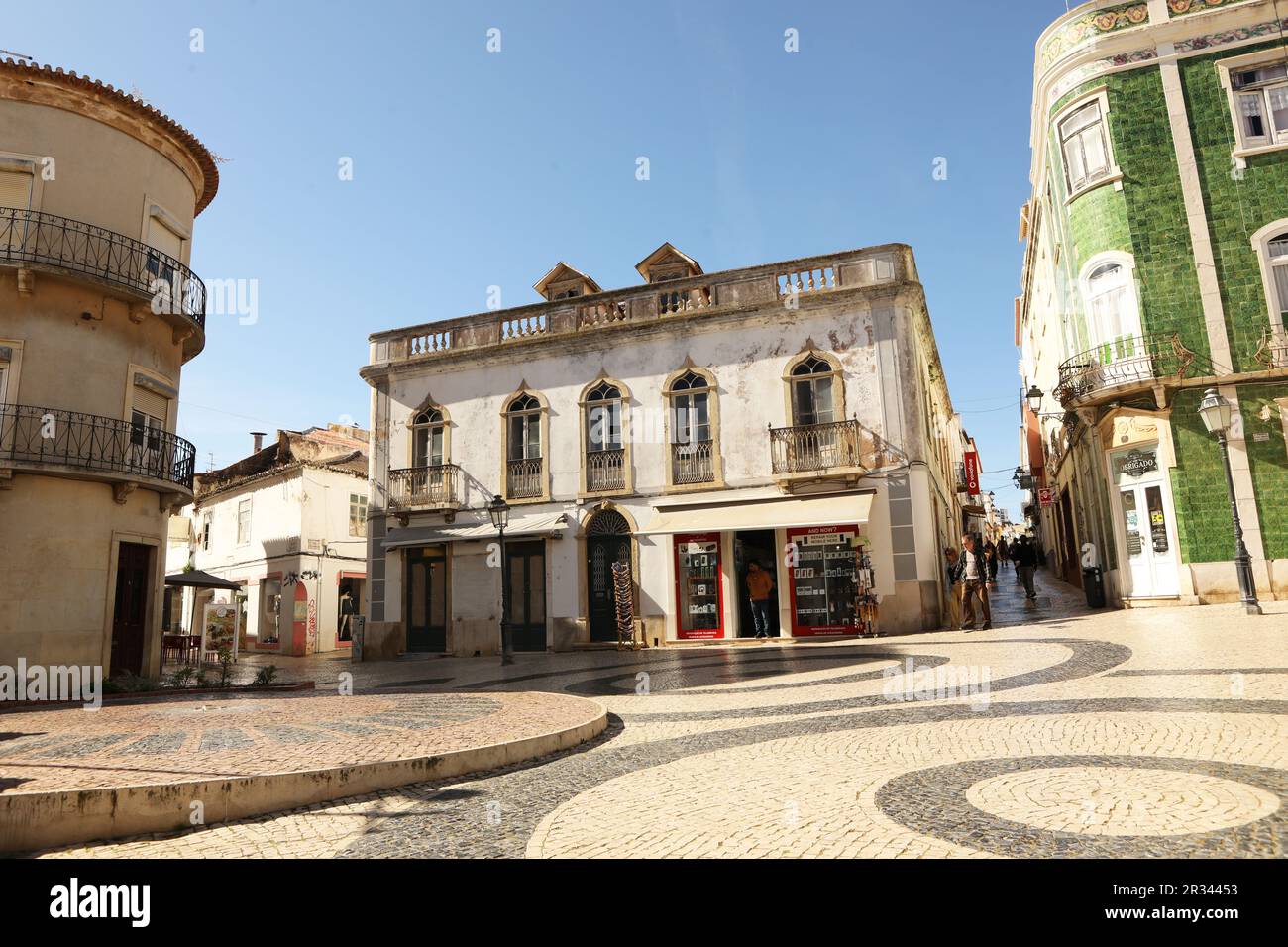Traditional green tiled building, Old Town, Lagos, Algarve, Portugal Stock Photo