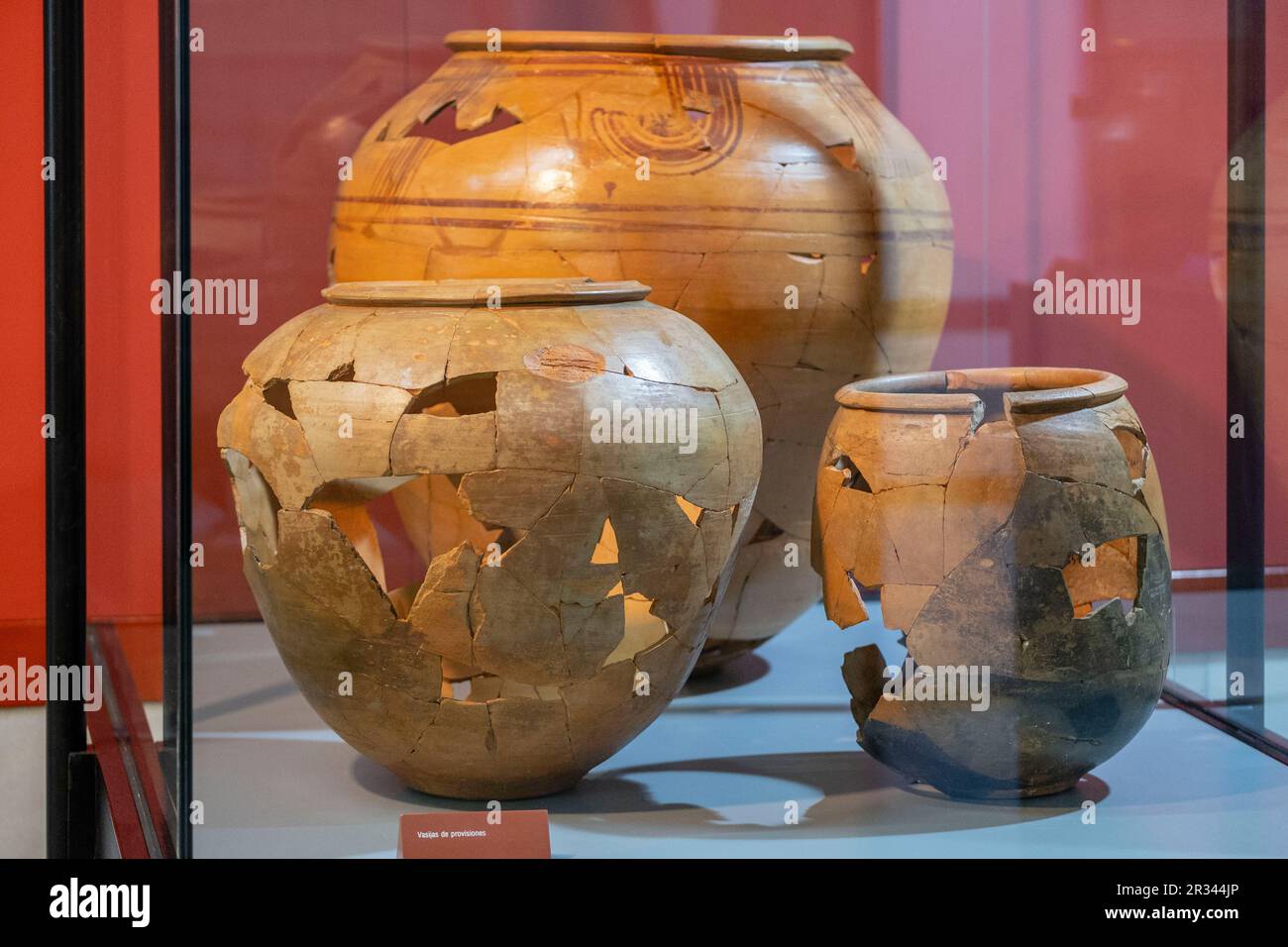 vasijas de provisiones, ceramica celtiberica, museo Numantino de Soria, Soria, Comunidad Autónoma de Castilla, Spain, Europe. Stock Photo