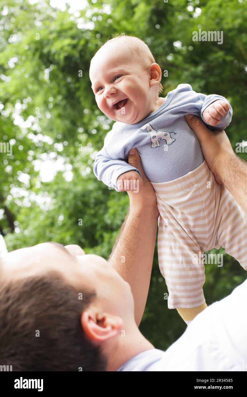 Father plays with son Stock Photo