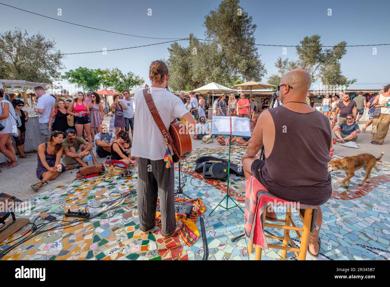Mercadillo Hippie, Feria Artesal de La Mola, el Pilar de la Mola, Formentera, balearic islands, Spain. Stock Photo