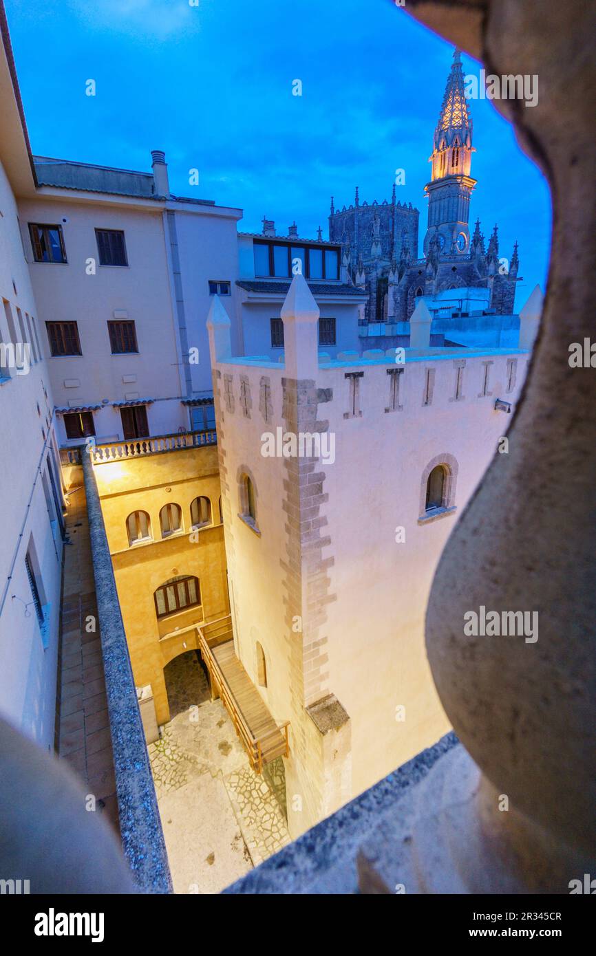 Torre del Palau,siglo XIV, parte del antiguo palacio de los reyes de Mallorca, construido por el rey Jaume II, Manacor, Mallorca, islas baleares, Spain. Stock Photo