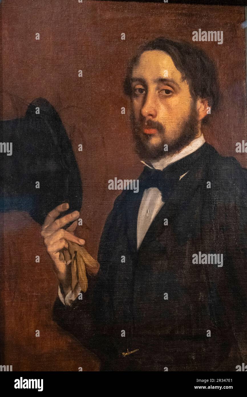autoretrato o Degas Saluant, Degas, francia 1863, oleo sobre tela, Fundación Calouste Gulbenkian, («Fundação Calouste Gulbenkian»), Lisboa, Portugal. Stock Photo