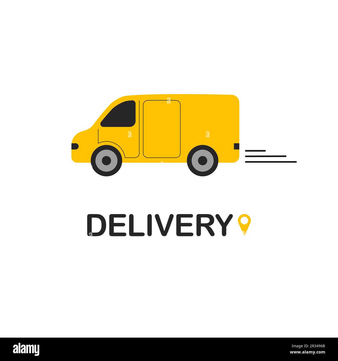 Express delivery by van. Truck logo. Fast shipping service icon. Online