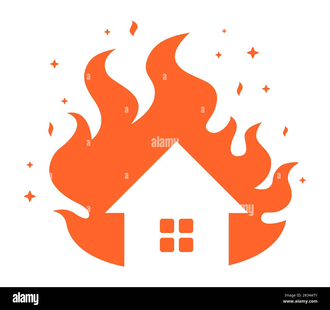 red house fire icon. flat vector illustration Stock Vector Image & Art ...