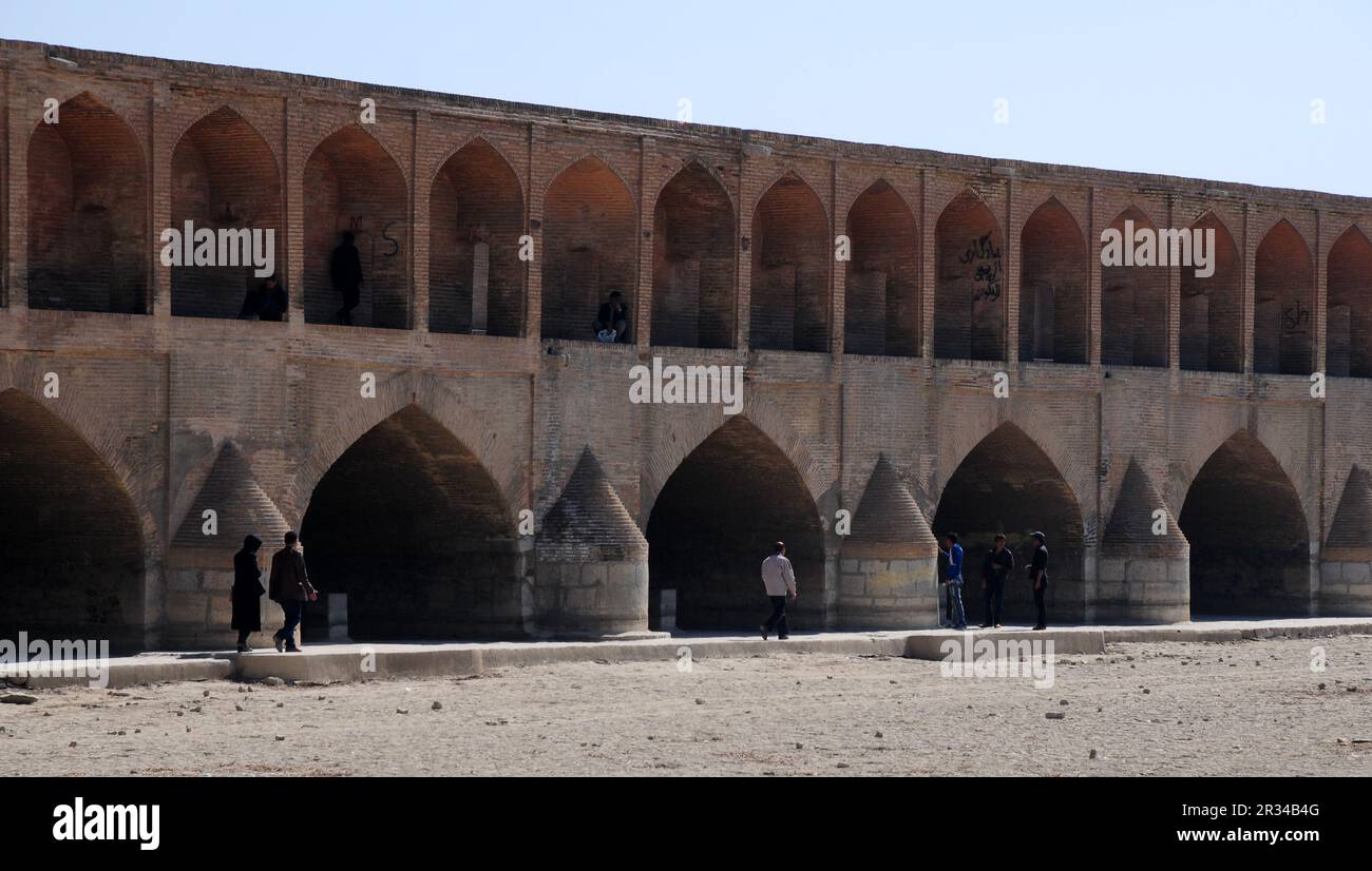 Si-o-se pol Bridge, located in Isfahan, Iran, was built in 1602. It has ...