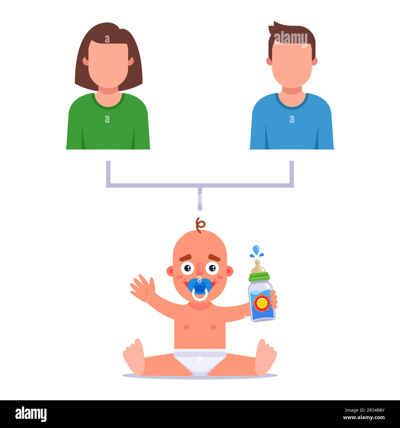 child's parents. family tree. flat vector illustration. Stock Vector