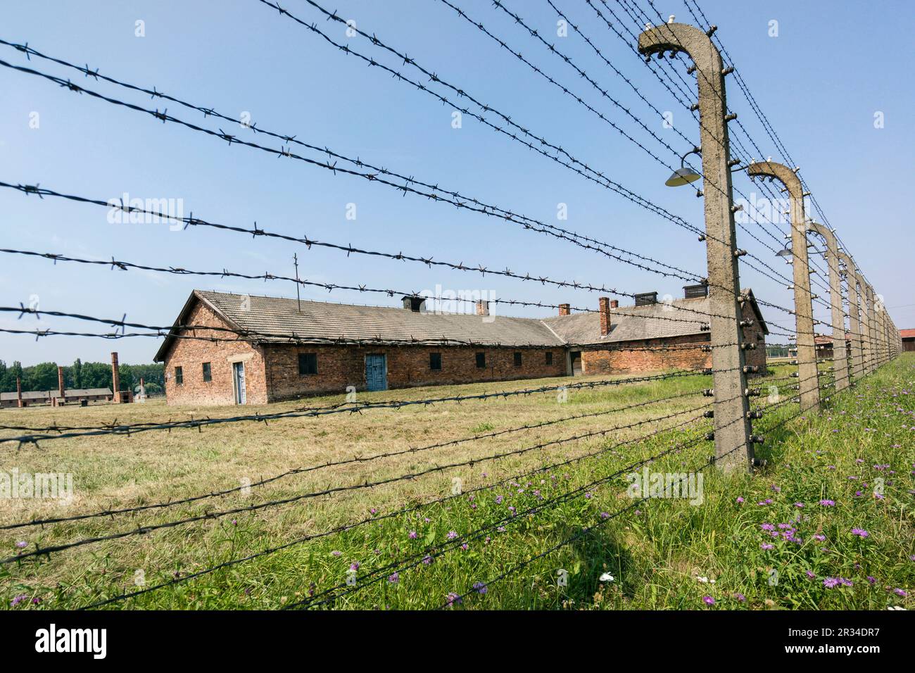 alambrada, campo de concentracion de Auschwitz-Birkenau, museo estatal, Oswiecim, Polonia, eastern europe. Stock Photo