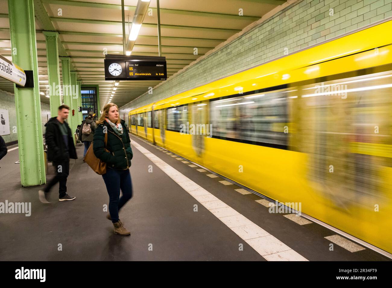 yellow train metropolitan railway, Berlin, Germany, europe. Stock Photo