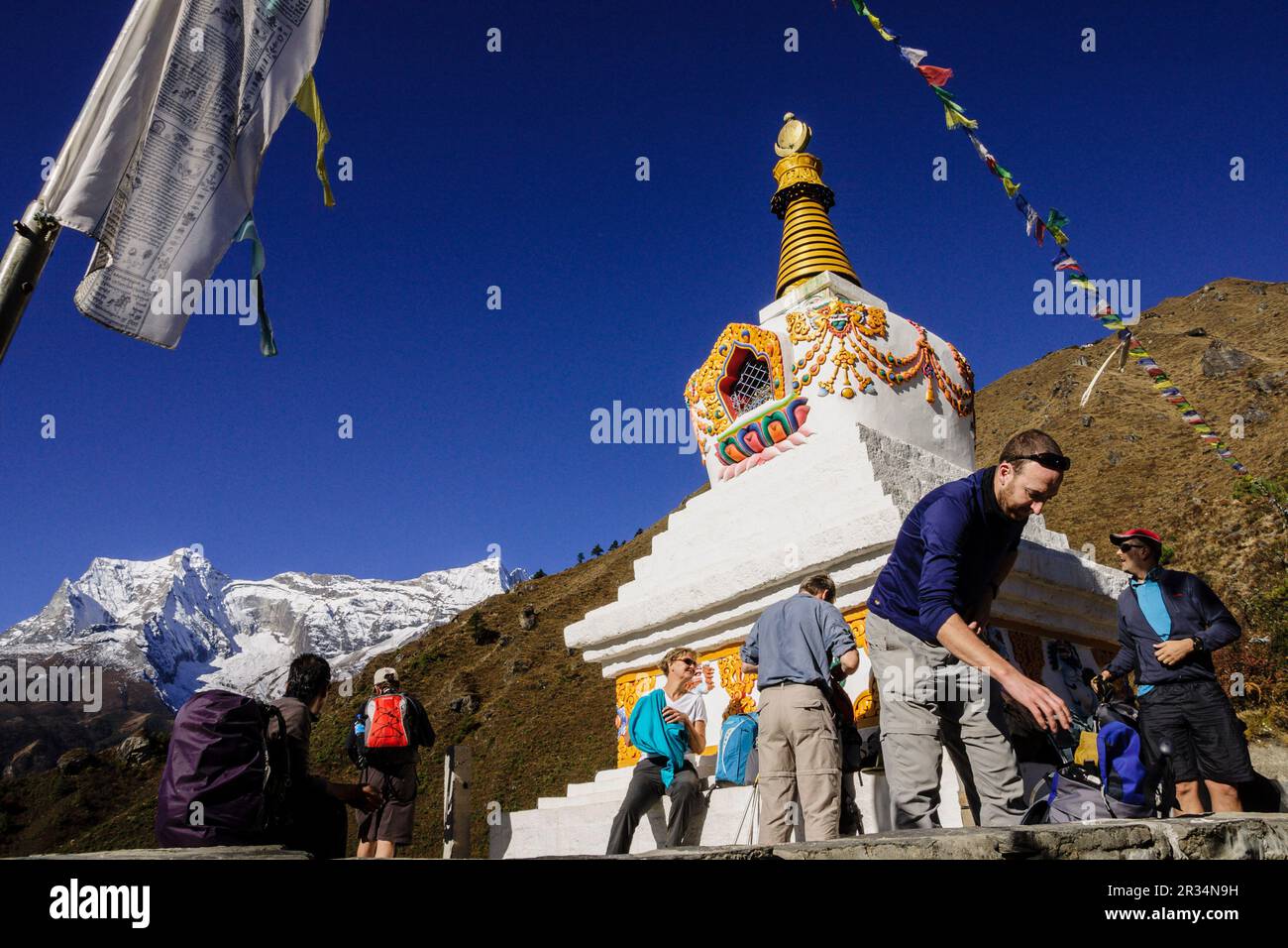 Tenzing Norgye memorial stupa.Sagarmatha National Park, Khumbu Himal, Nepal, Asia. Stock Photo