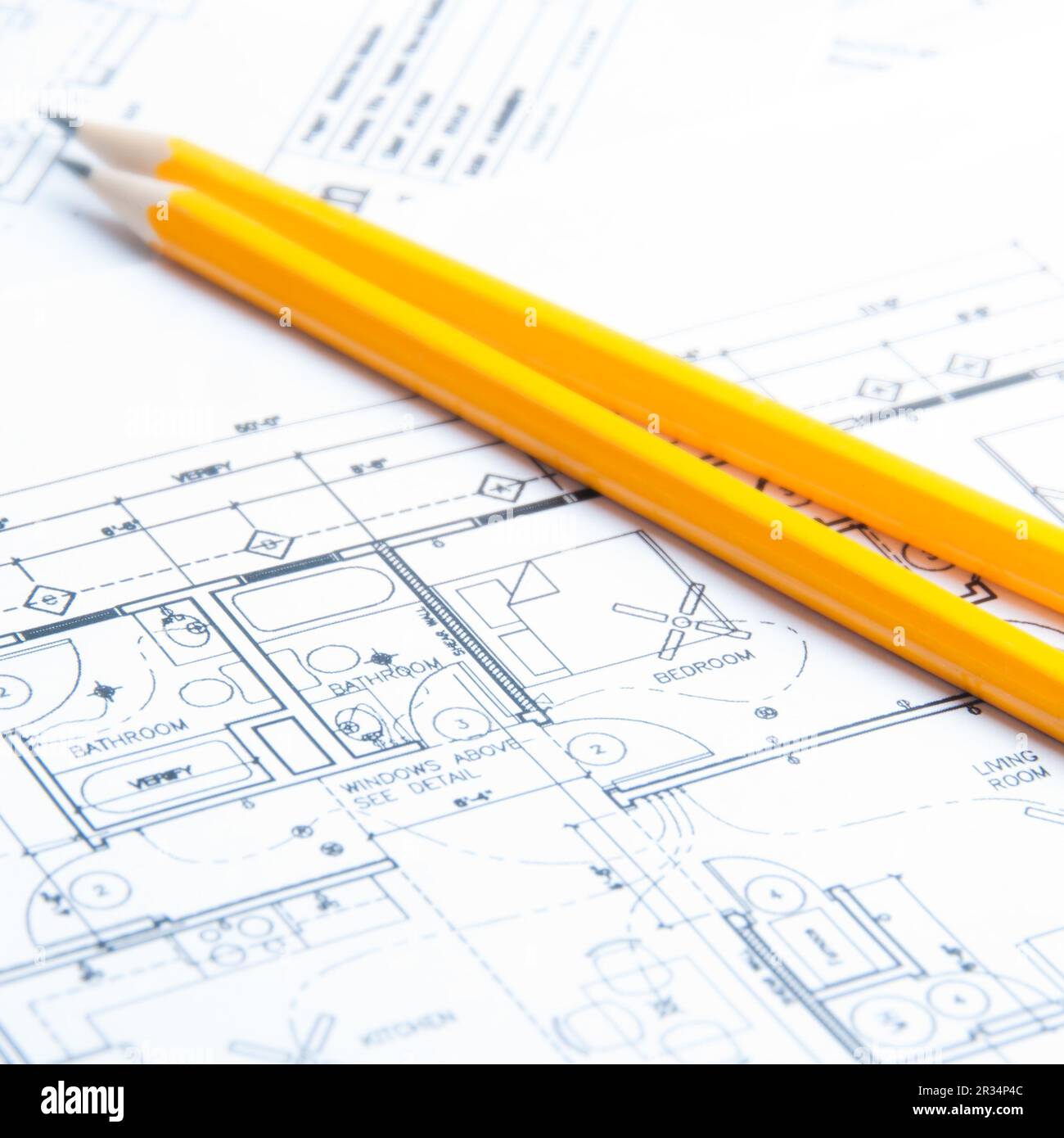 Construction planning drawings Stock Photo Alamy