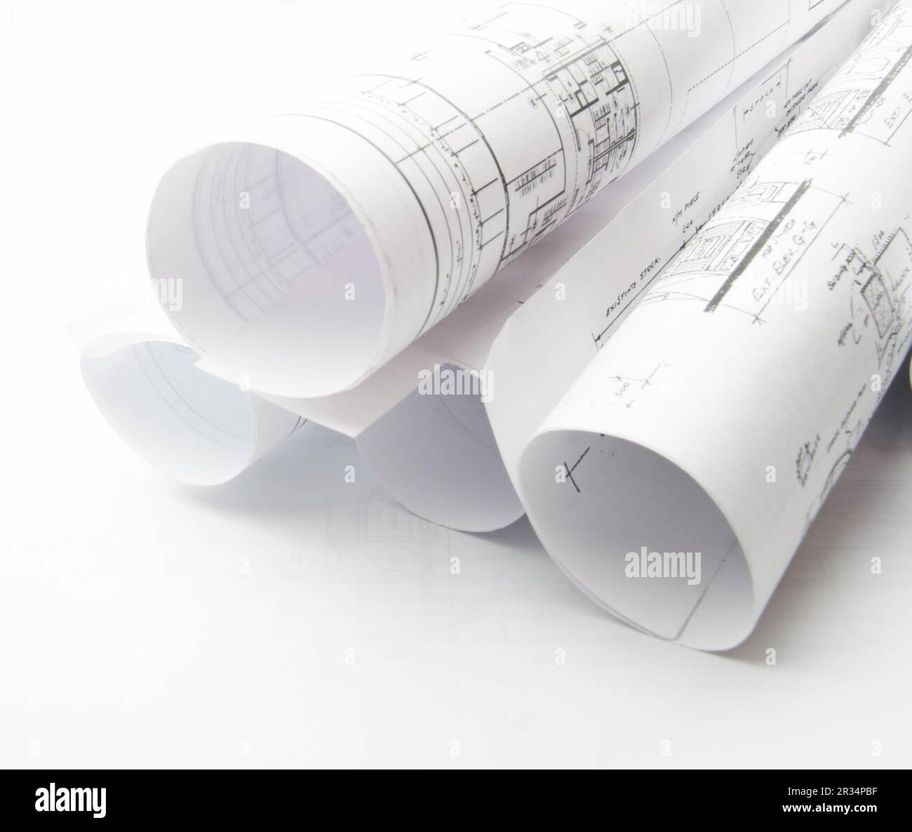 Construction planning drawings Stock Photo Alamy