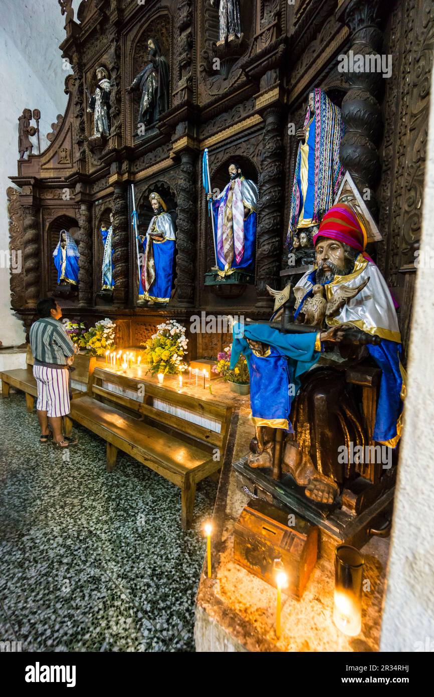 representacion de Dios todopodeIglesia de Santiago Apóstol, 1547, Santiago Atitlan, departamento de Sololá, Guatemala, Central America. Stock Photo