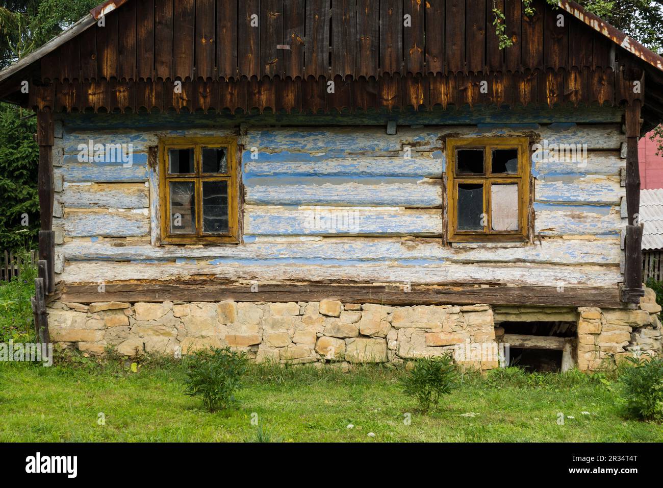 casa tradicional de madera, Tyrawa Solna, valle del rio San, , voivodato de la Pequeña Polonia, Cárpatos, Polonia, europe. Stock Photo