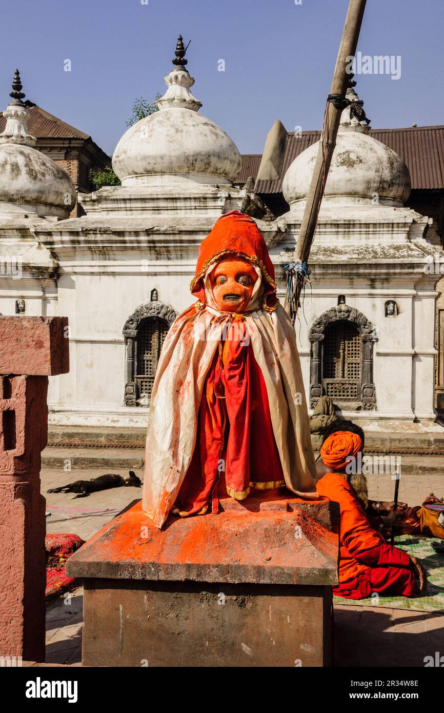 Pashupatinath, cremaciones junto al río Bagmathi, afluente del Ganges y río sagrado para los nepalíes hinduistas.Kathmandu, Nepal, Asia. Stock Photo