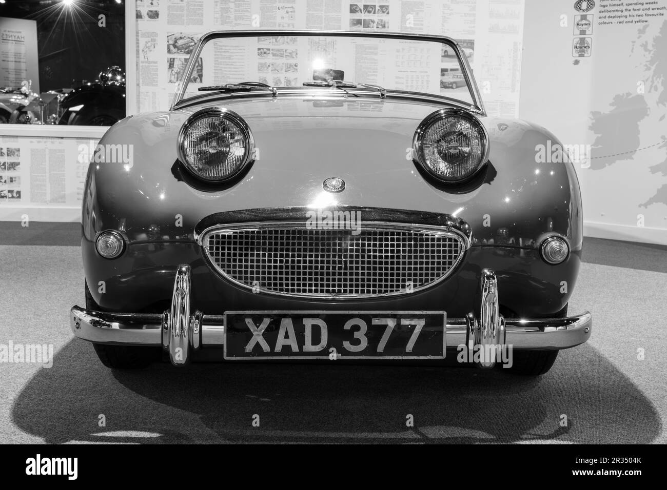 Sparkford.Somerset.United Kingdom.March 26th 2023.An Austin Healey Sprite is on show at the Haynes Motor Museum in Somerset Stock Photo