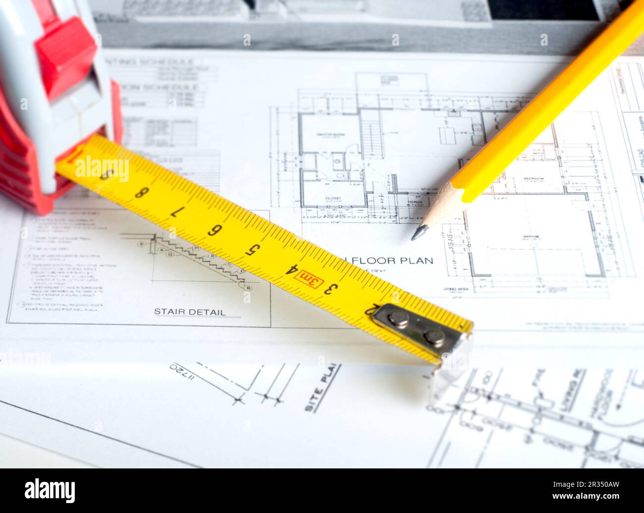 Construction planning drawings Stock Photo - Alamy