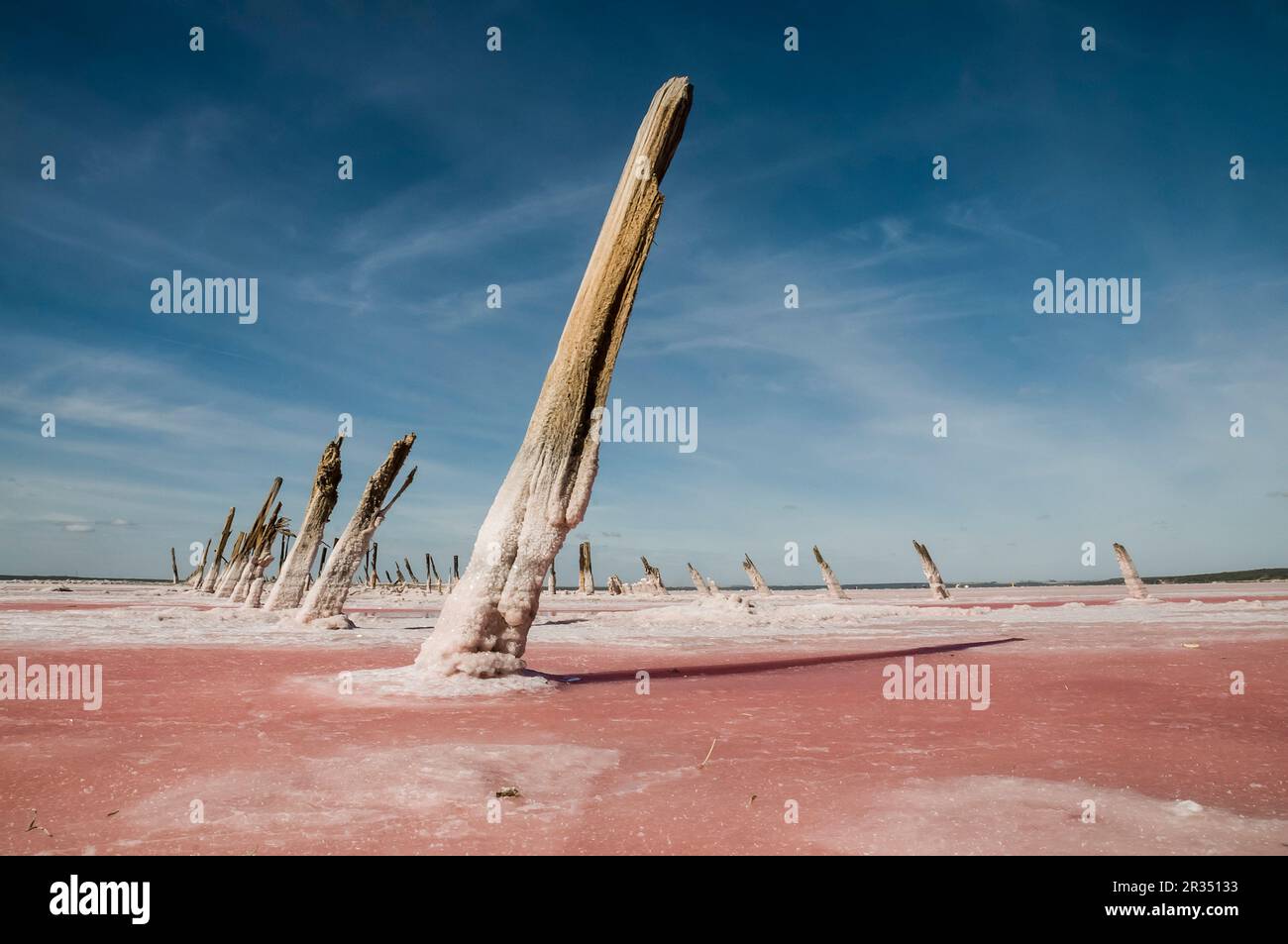 Historical remain in Pampas Saline, La Pampa Province, Patagonia, Argentina. Stock Photo